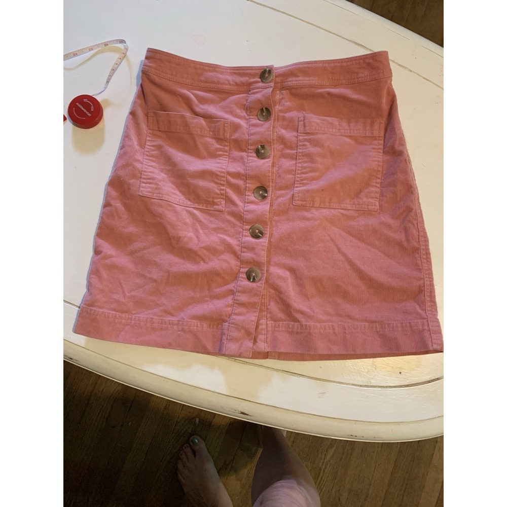 CREMIEUX Mini Skirt Womens Sz 6 Corduroy Pink Button‎ Front Preppy/retro